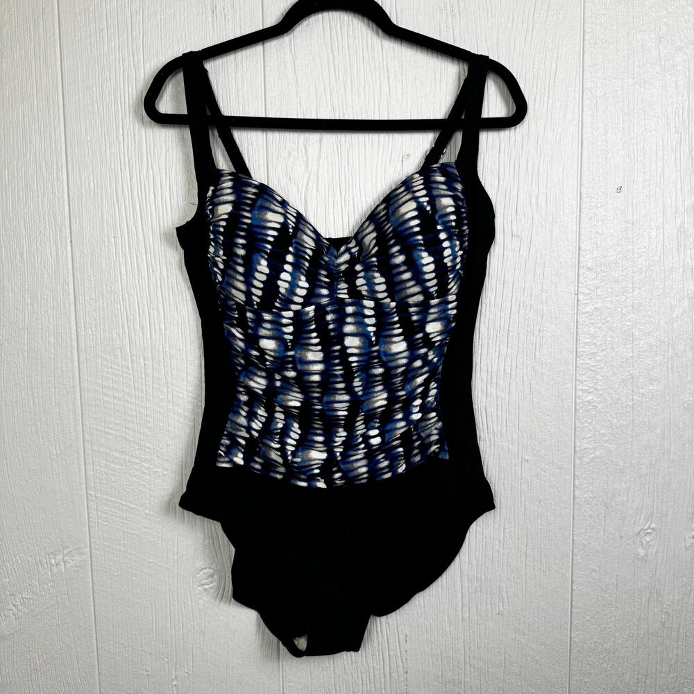 Maxine Of Hollywood Women's Twist Front Shirred One Piece Swimsuit Size 16 - Picture 8 of 8